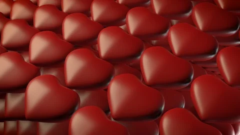 Red Hearts Moving in Pattern with Seamless Loop. Many Hearts For Valentines Day. Stock Footage 123106987