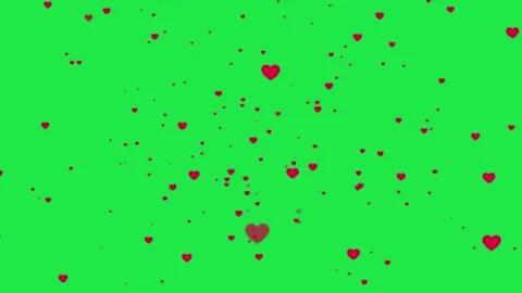Red Hearts Particles Animation Effect Green Screen Video stock 302943079