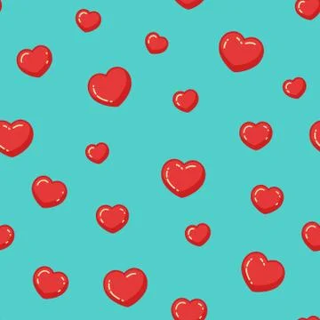Red hearts pattern. Colorful seamless vector background Stock Illustration