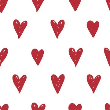 Red hearts pattern. Hand drawing. Vector illustration Stock Illustration