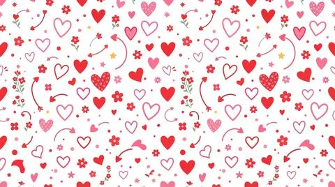 Red hearts pattern on white background Illustrazione stock