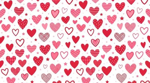 Red hearts pattern on white background Illustration