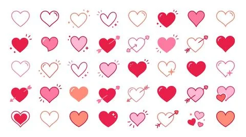 Red hearts pattern with white background Stock Illustration