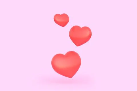 Red hearts on pink background. Creative minimal concept. Like sign Stock Illustration