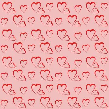 Red hearts on a pink background. Stock Illustration