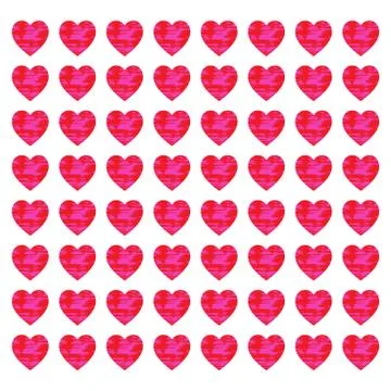 Red hearts with pink paints pattern isolated on a white background Stock Illustration