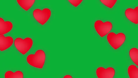 Red hearts pop up on greenscreen background Stock-Footage 262215323