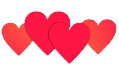 Red hearts in a row on a white background Stock Illustration