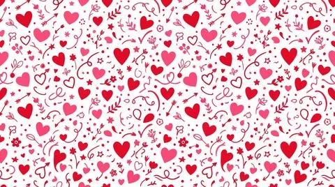 Red hearts scattered pattern design Stock Illustration