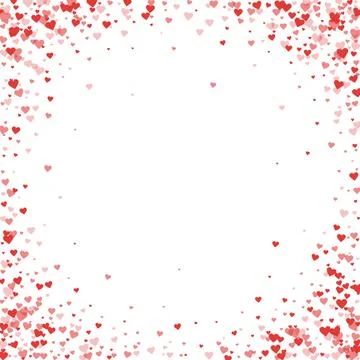 Red hearts scattered on white background. Stock Illustration