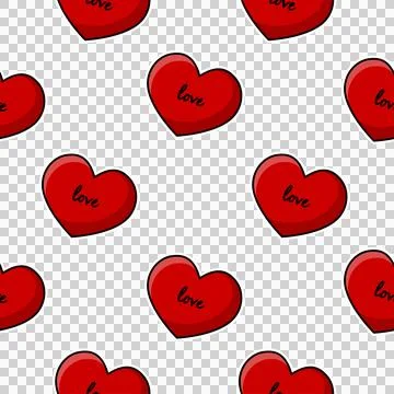 Red hearts, seamless pattern in flat style Stock Illustration