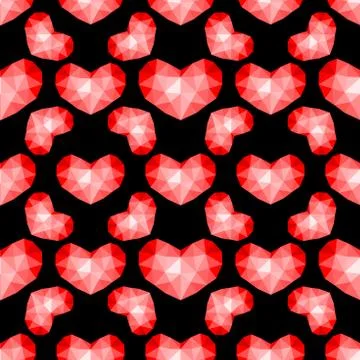 Red hearts seamless pattern. Stock Illustration