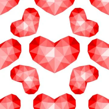 Red hearts seamless pattern. Stock Illustration