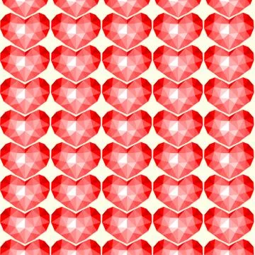 Red hearts seamless pattern. Stock Illustration