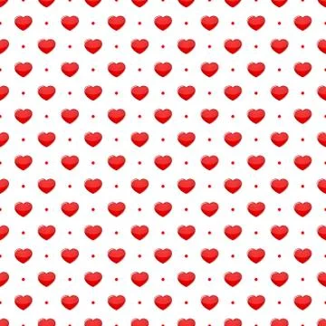Red hearts seamless pattern Stock Illustration