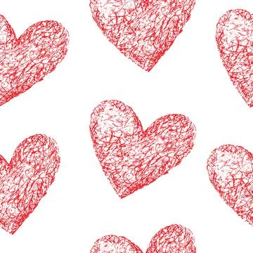Red hearts seamless pattern Stock Illustration