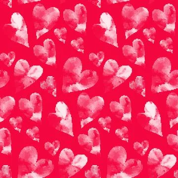 Red hearts seamless pattern. Illustrazione stock