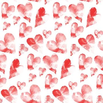 Red hearts seamless pattern. 스톡 일러스트