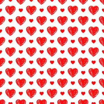 Red hearts seamless pattern. Love art. Stock Illustration