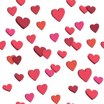 Red hearts seamless pattern, love symbol background Stock Illustration
