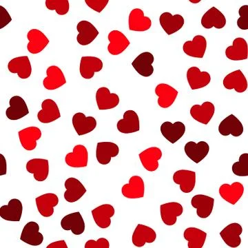 Red hearts seamless pattern. Random scattered hearts background. Love or Stock Illustration
