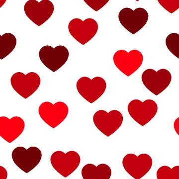 Red hearts seamless pattern. Random scattered hearts background. Love or イラスト素材
