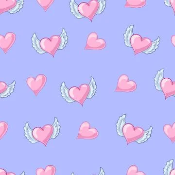 Red hearts seamless pattern. Vector illustration Illustrazione stock