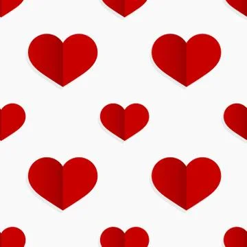 Red hearts seamless pattern. Vector illustration. Stock Illustration