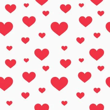 Red hearts seamless pattern. Vector illustration. Stock Illustration