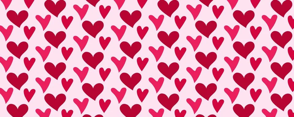 Red Hearts Seamless Pattern Vector Background for Valentine Day Design Stock Illustration