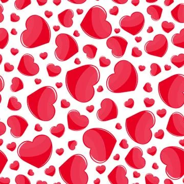 Red hearts seamless pattern on white background. Print, holiday decoration el Illustrazione stock