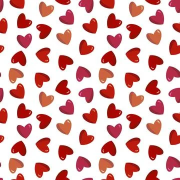 Red hearts seamless pattern white background Stock Illustration