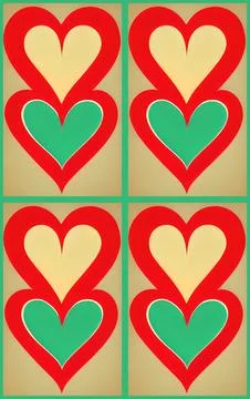 Red hearts seamless repeat pattern illustration Illustrazione stock