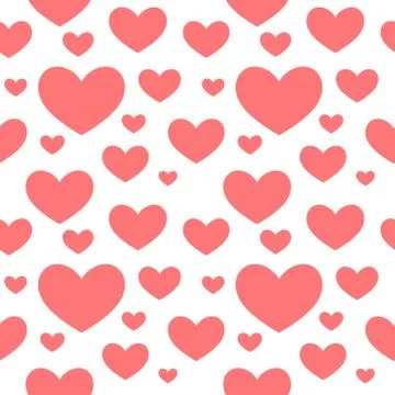 Red hearts seamless texture pattern. Vector illustration. Stock Illustration