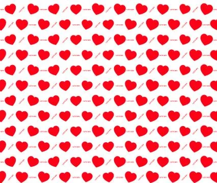 Red hearts seamless vector pattern Stock Illustration
