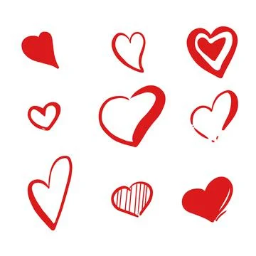 Red hearts set Ilustración de archivo