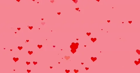 Red hearts on a soft red background, animated 4k background, valentine's day Video stock 164070807
