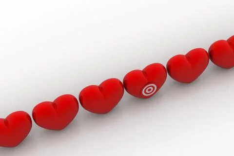 Red Hearts  with target icon Free Stock Illustration