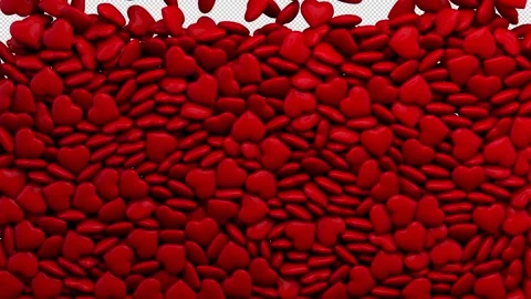 Red hearts transition – 3d render with alpha channel. Stock Footage 269758835