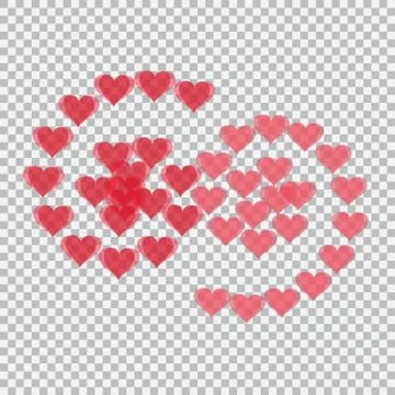 Red hearts translucent arranged in the form of numbers 69. Checker backgrou.. Stock Illustration