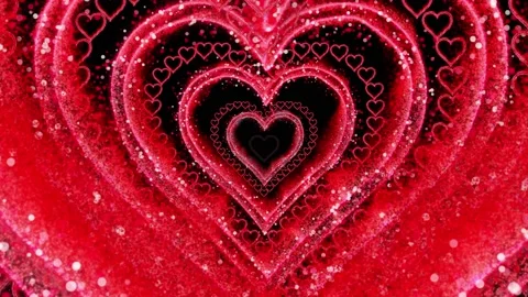 Red hearts tunnel Video stock 143313480