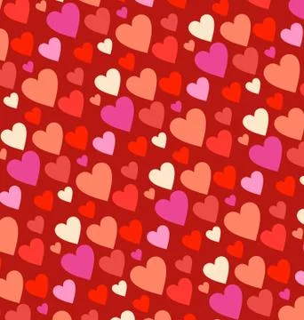 Red hearts vector background Stock Illustration