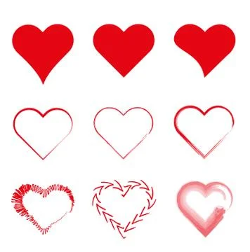 Red hearts Vector collection hand drawn elements for your designs love symbol Stockillustratie