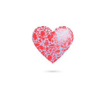 Red hearts. Vector illustration with abstract textured neurography. Monotype  Stock Illustration