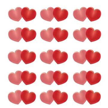 Red hearts on a white background Stock Illustration