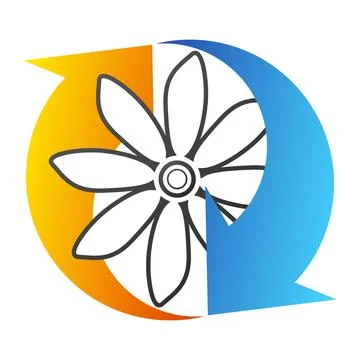 Red heating and blue cooling arrow air ventilation symbol Stock Illustration