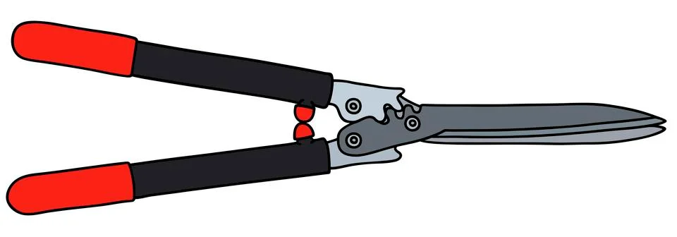 Red hedge shears Stock Illustration