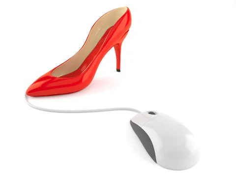 Red heel with computer mouse Stock Illustration