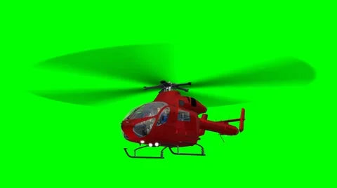Red Helicopter in Fly - green screen Video stock 47412074