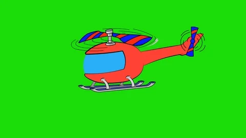 Red helicopter flying in and out Stock Footage 85909697